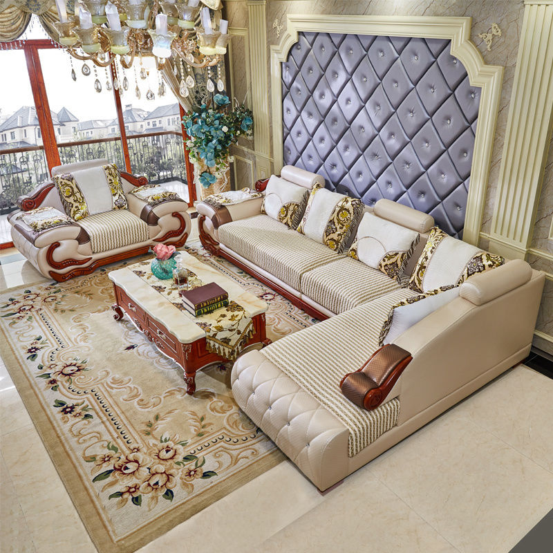 欧式布艺沙发客厅组合套装奢华大小户型贵妃皮布沙发简约欧式家具