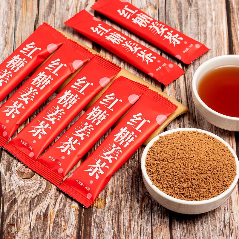 Brown sugar ginger tea big aunt black sugar honey girl ginger sugar jujube tea by warm period stomach body brown sugar water small bag wholesale