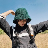 帽子女秋冬加厚纯色渔夫帽ins软妹可爱盆帽日系文艺复古毛线帽