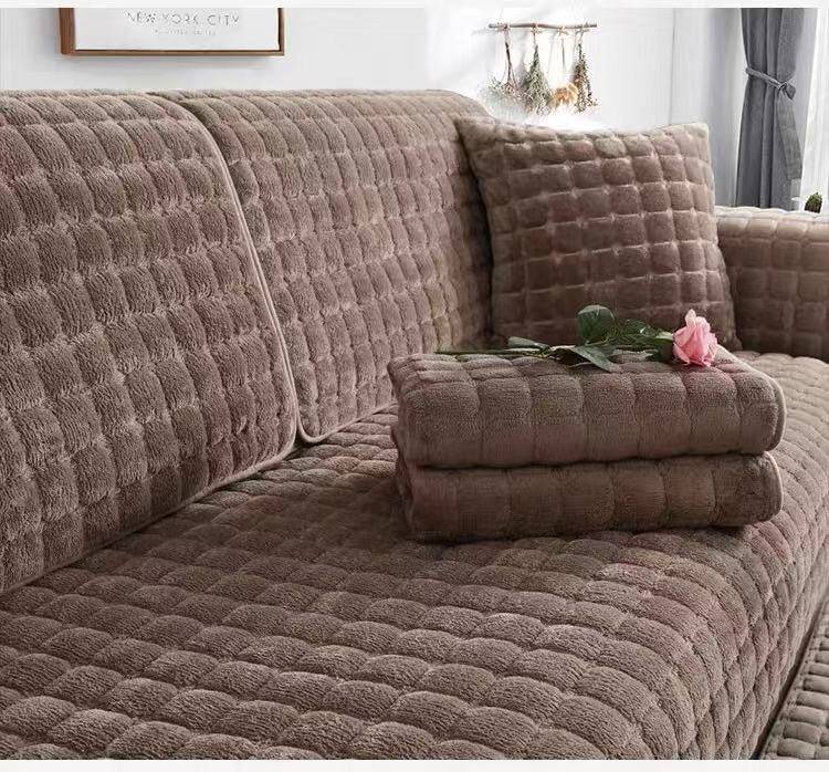 冬季沙发垫毛绒布艺欧式简约现代坐垫沙发套全包万能套沙发罩全盖