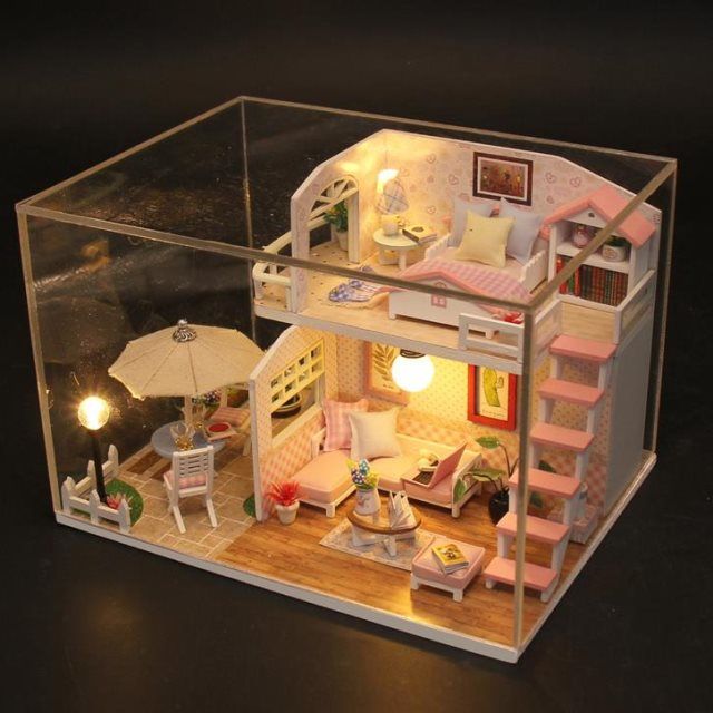 diy小屋手工制作模型别墅拼装创意生日礼物女孩公主房子儿童玩具