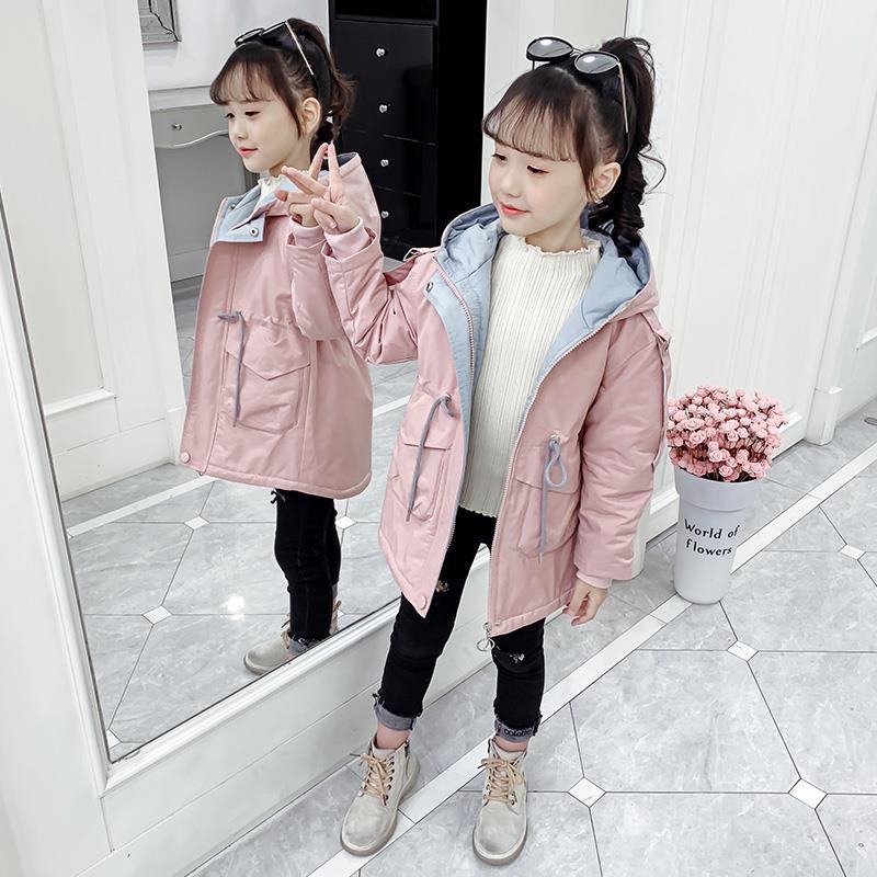 Girls' coat autumn and winter clothes new Korean version net red children's foreign style girls' medium length thickened autumn and winter windbreaker