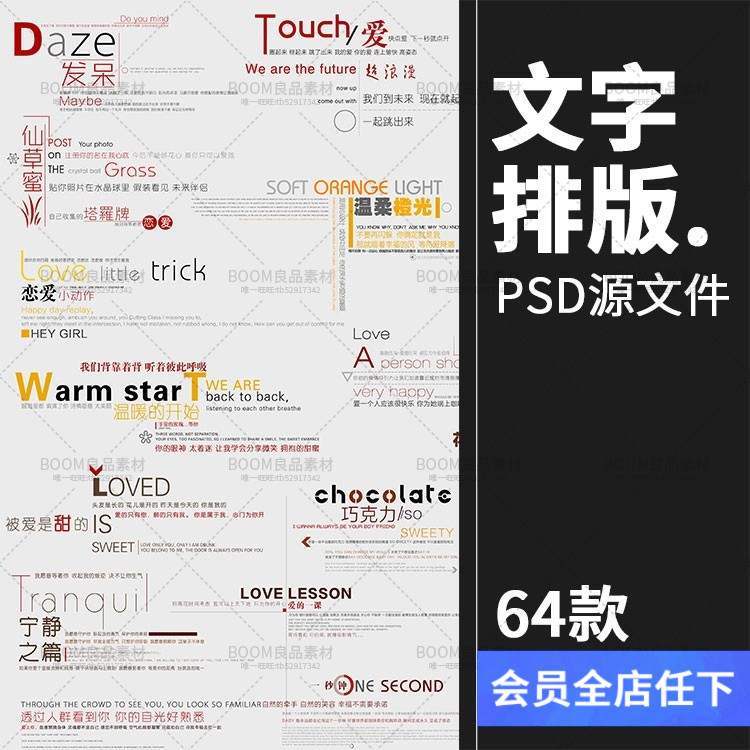 302m 影楼婚纱相册英文中文装饰文字排版格式设计源文件 psd素材_双氙