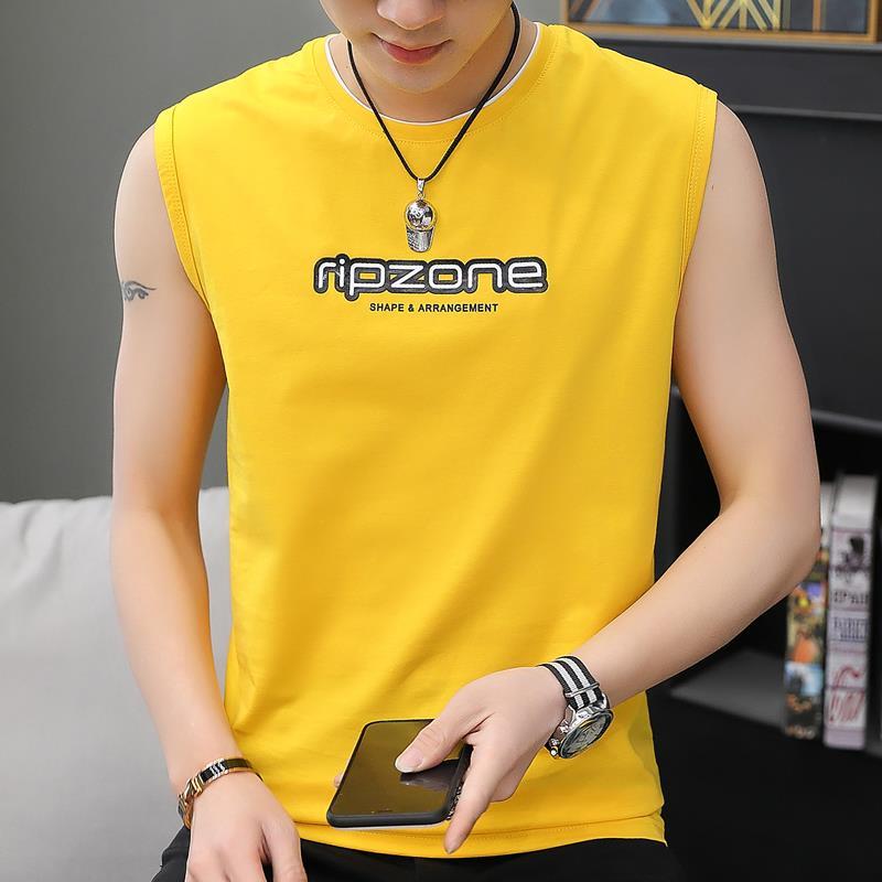 Sleeveless T-shirt men's summer cut sleeve Korean sports vest men's trendy slim T-shirt trend jacket