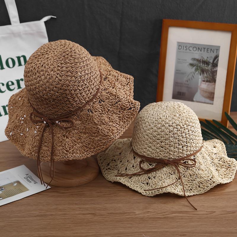 Sun cool hat lady's summer outing sunshade beach straw hat cover face anti ultraviolet versatile hat sunscreen straw woven