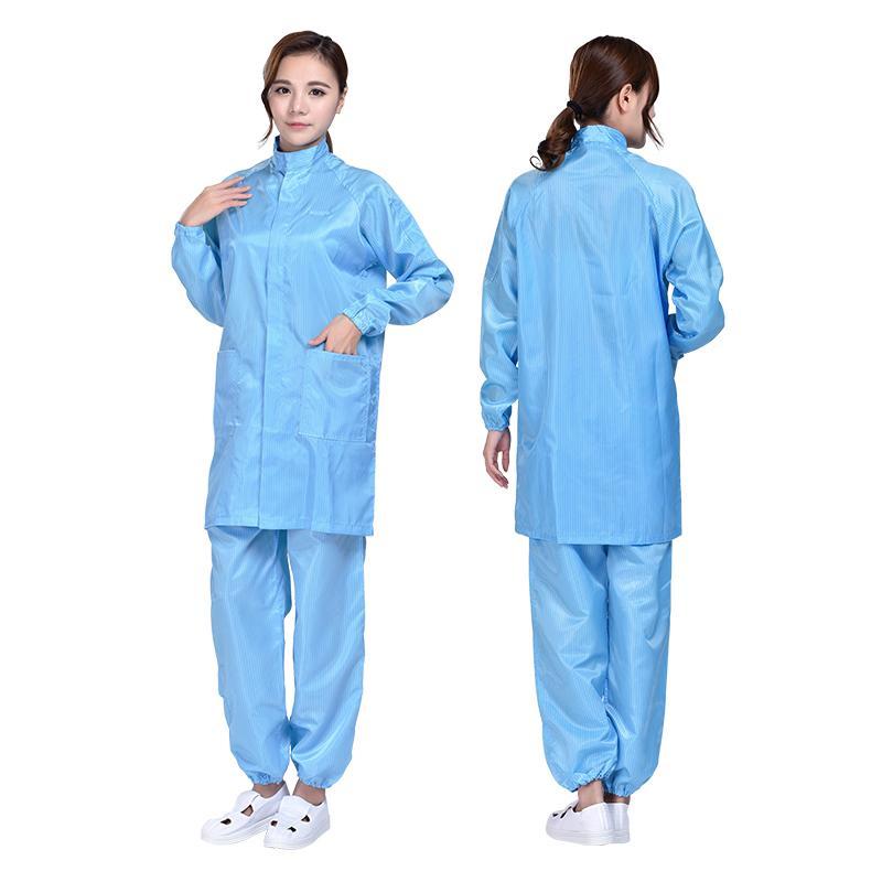 Anti static standing collar medium length dust free workshop work clothes dust proof zipper protective clothing coat