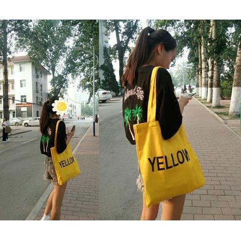 New style canvas bag single shoulder bag literature and art female student large Cute Canvas Bag Korean portable bag