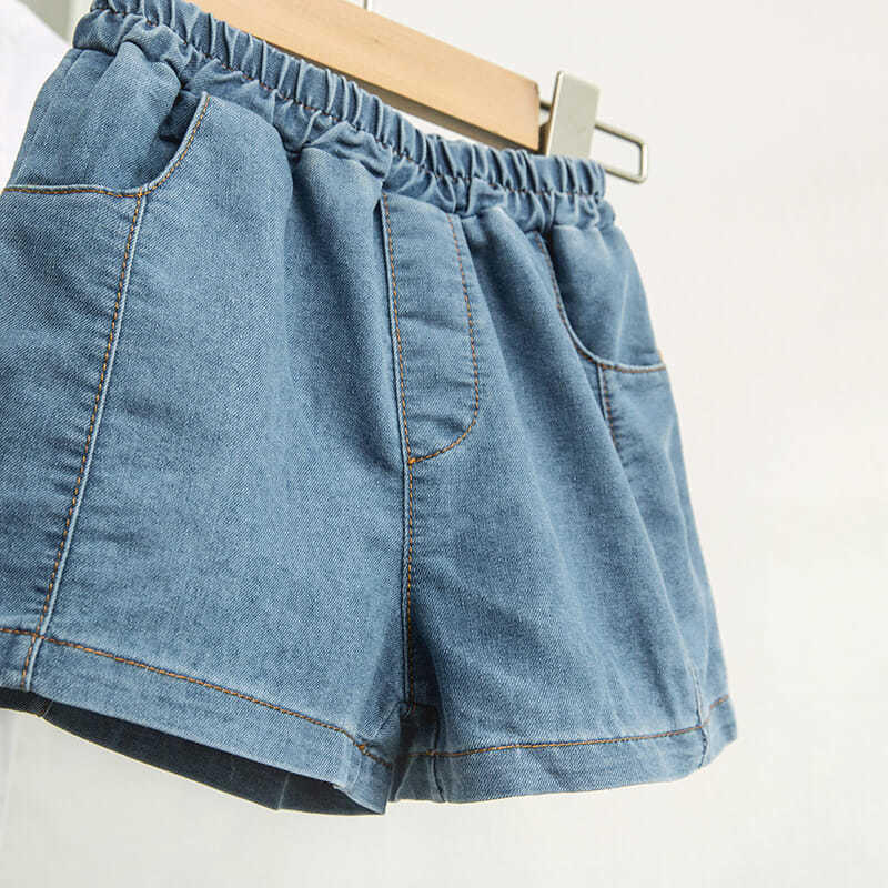 Children's versatile denim shorts summer new Korean style shorts thin girls' mid waist denim pants