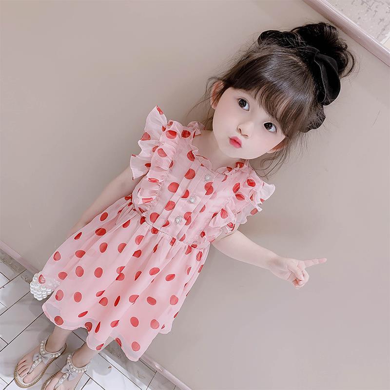 Girl's dress new summer net red children's dress summer foreign girl Korean Chiffon princess skirt