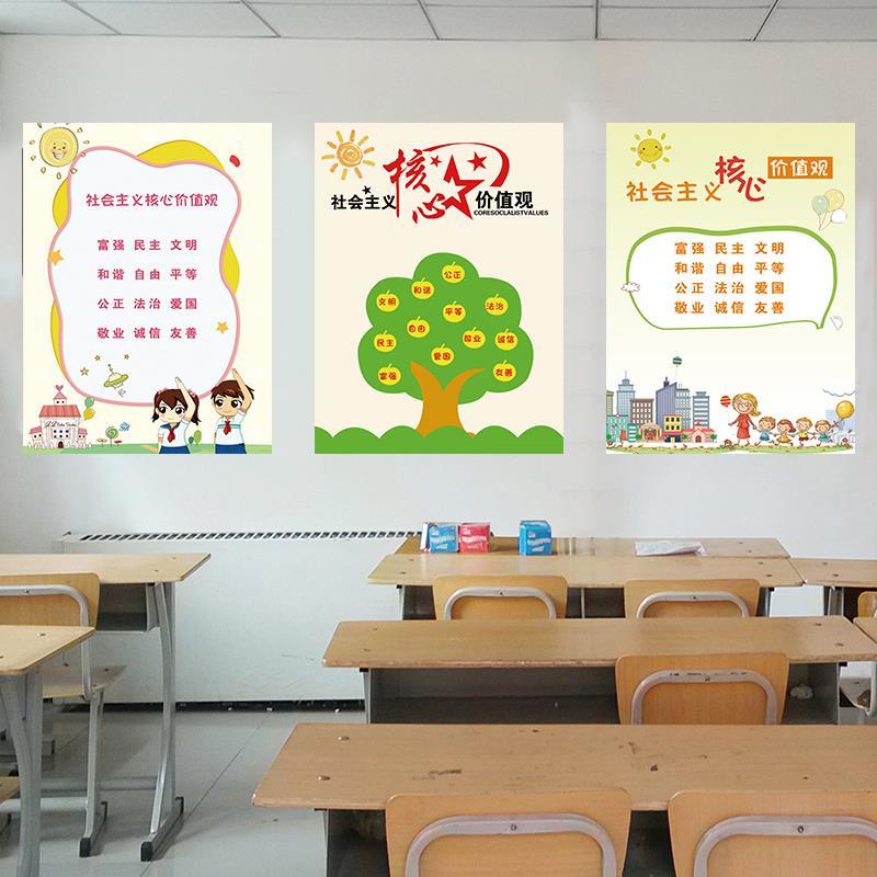 社会主义核心价值观墙贴教室班级文化墙布置党建黑板报装饰画贴纸