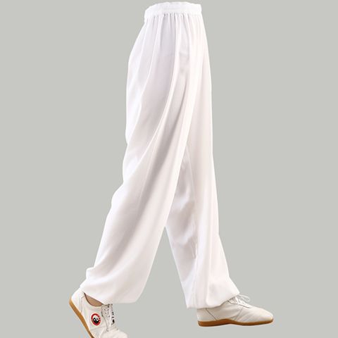 Chenjiagou Martial Arts Taiji Lantern Pants Black Cotton Taichi Practice Pants