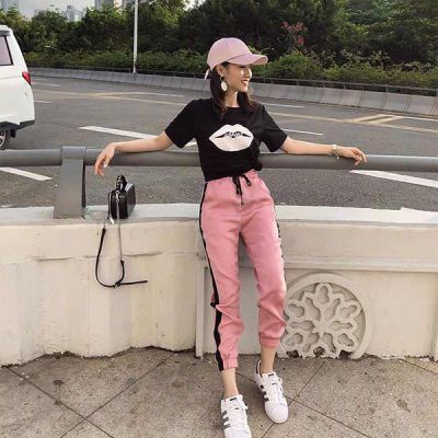 ¡¾2É«¿ÉÑ¡¡¿Ïļ¾ÐÝÏÐÔ˶¯Ì××°Å®º«°æÑ§ÉútÐô+¾Å·ÖÅ®¹þÂ׿ãÁ½¼þÌ×