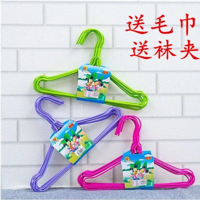 【40/10个特惠装】儿童衣架婴儿宝宝成人衣架衣撑浸塑铁丝晒晾衣