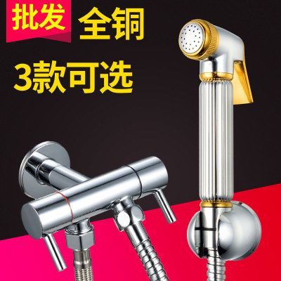 手持净身妇洗器喷头全铜马桶喷枪三通角阀妇洗喷头马桶冲洗器伴侣