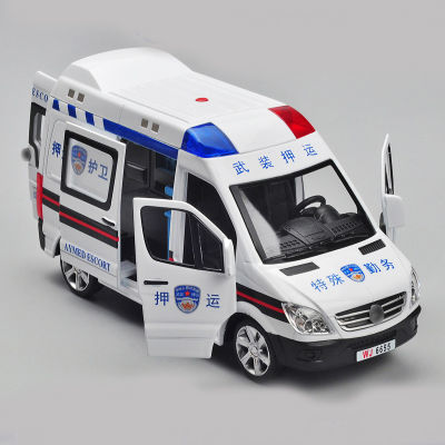 新品120救护车合金车模110警车模型回力车仿真汽车模型儿童玩具车