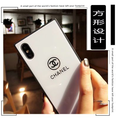 苹果7plus手机壳iphone8抖音网红方形壳iphoneX潮牌/苹果玻璃壳软