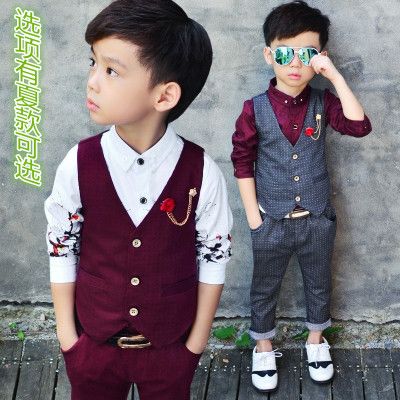 儿童马甲套春秋款男童套装儿童礼服套装主持花童西服英伦