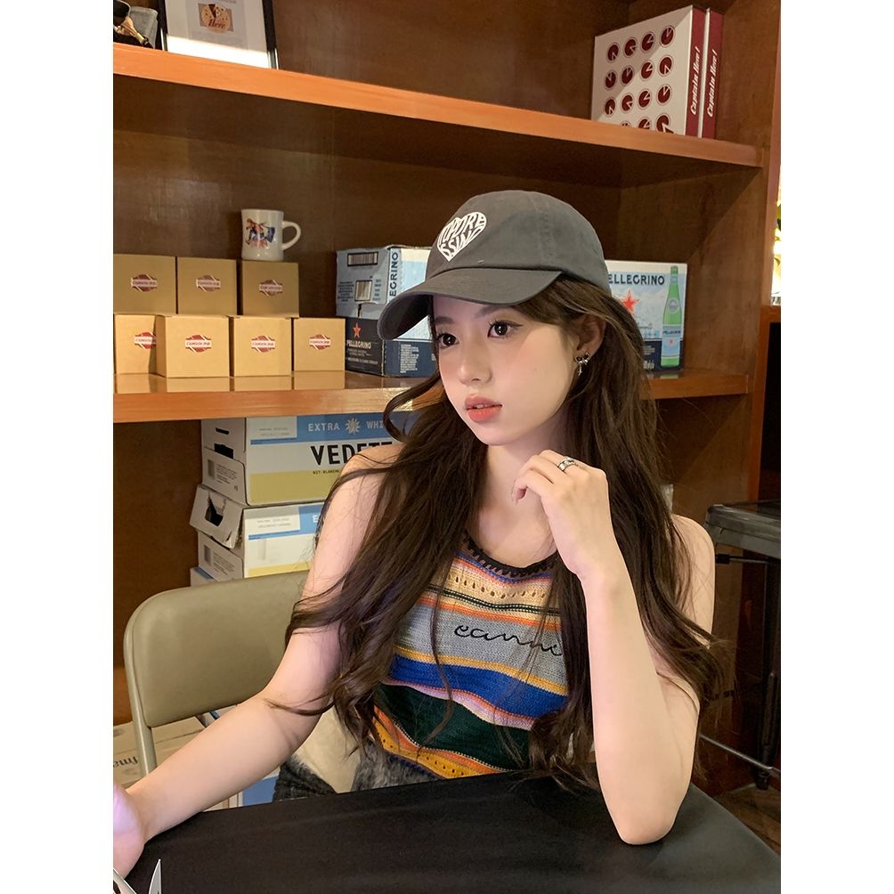 Love Letter Baseball Cap Female Spring Korean Embroidery Casual Big Head Circumference Face Small Curved Brim Sunscreen Sunshade Hat