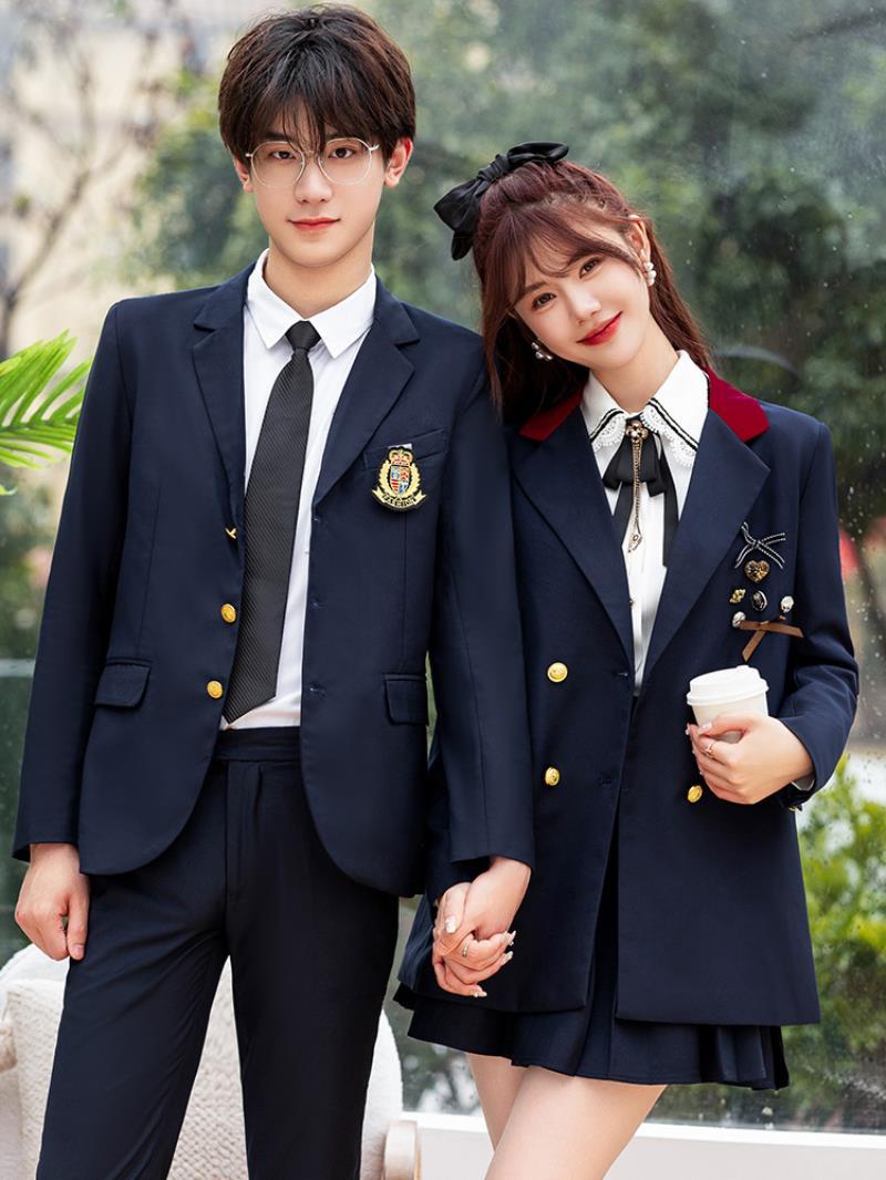 Suit suit men and women with the same paragraph spring new long-sleeved college style graduation photo class suit suit jacket uniform garden uniform