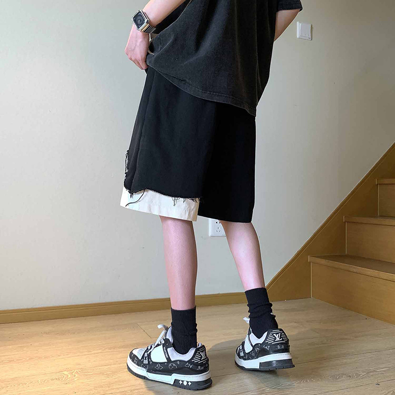 不规则设计感短裤男夏季潮牌日系5分休闲裤美式复古工装五分裤子