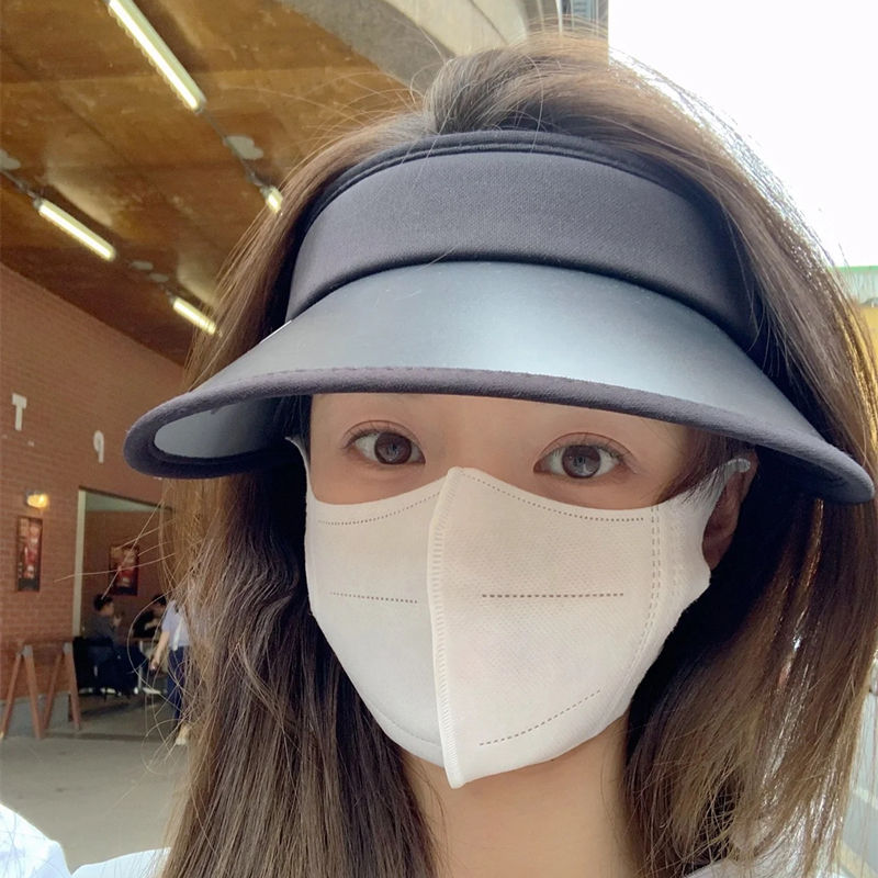 Zhao Lusi with the same style no top UV sunshade UV sunscreen hat empty top hat female riding a bike to cover her face black sun hat