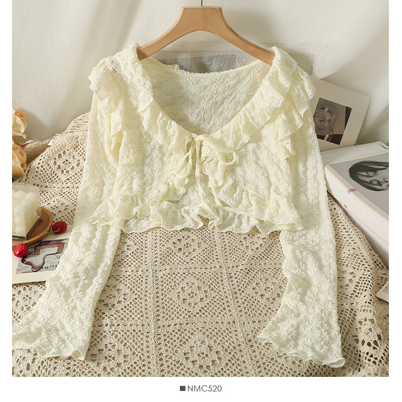 Lace Chiffon Sunscreen Clothing for Women's Summer New Style with Skirt Overlay Small Shawl Short Cardigan Coat Versatile Thin Cover