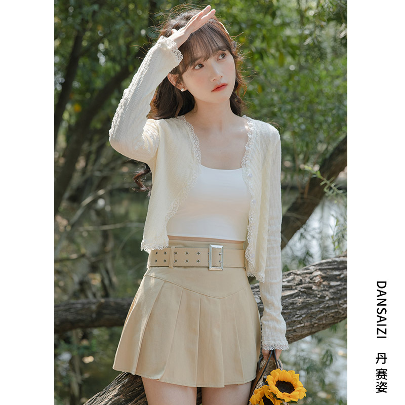 Small coat with suspender skirt, sun protection clothing, lace cardigan, thin women's summer shawl and waistcoat, outer blouse, fairy style