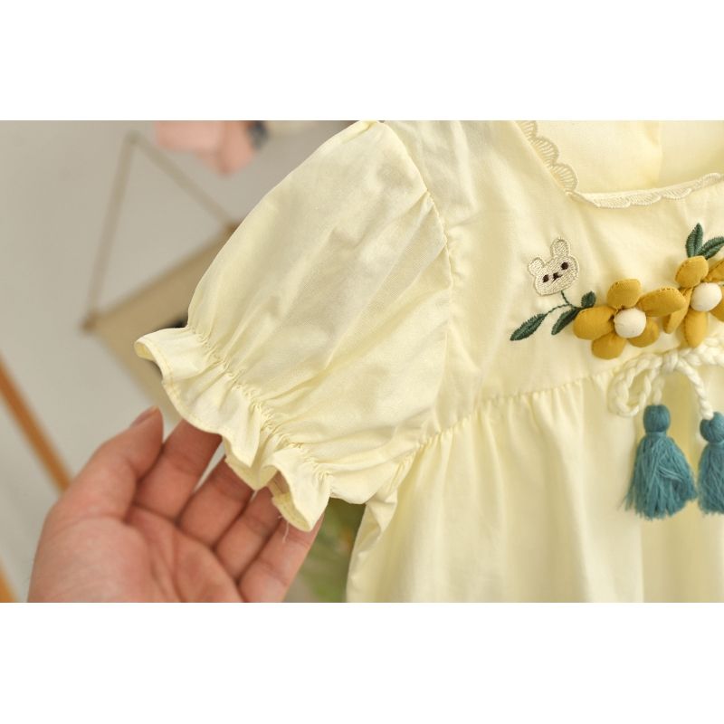 女童夏季衬衫纯棉时髦甜美婴儿短袖上衣洋气夏款韩版女宝宝娃娃衫