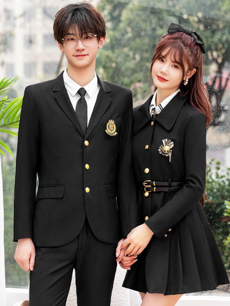 Suit skirt men's and women's same paragraph spring and autumn new long-sleeved college wind graduation school uniform class service JK uniform suit jacket