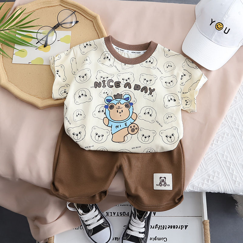 男童套裝純棉夏裝寶寶帥氣衣服洋氣男寶運動嬰兒洋氣小童一歲童裝