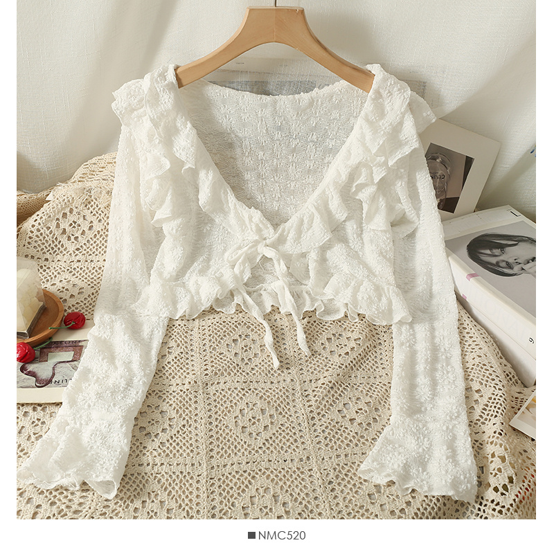 Lace Chiffon Sunscreen Clothing for Women's Summer New Style with Skirt Overlay Small Shawl Short Cardigan Coat Versatile Thin Cover