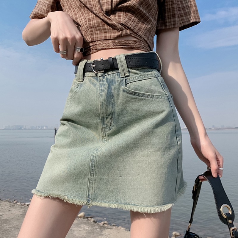 高級感流蘇毛邊牛仔短裙女夏季新款小個子高腰防走光包臀半身裙潮