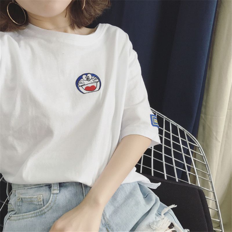 White short sleeve T-shirt women's 2019 summer Korean student's yuansuo top loose and versatile, half sleeve bottoming top trend