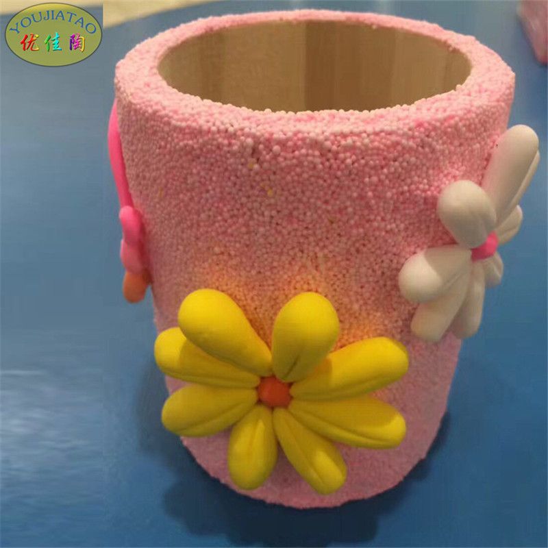 优佳陶 软陶超轻粘土雪花泥实木圆形笔筒儿童创意手工diy益智玩具