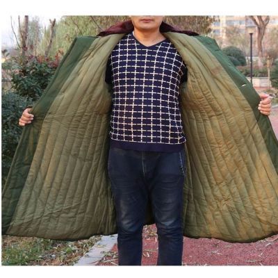 90196/军大衣男冬季加厚加长保安防寒服中长款棉大衣东北棉袄军绿大衣女
