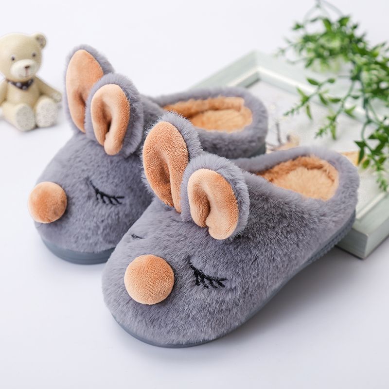 Parents and children's slippers boys and girls children's home cotton slippers antiskid boys and girls middle and large children's slippers in winter