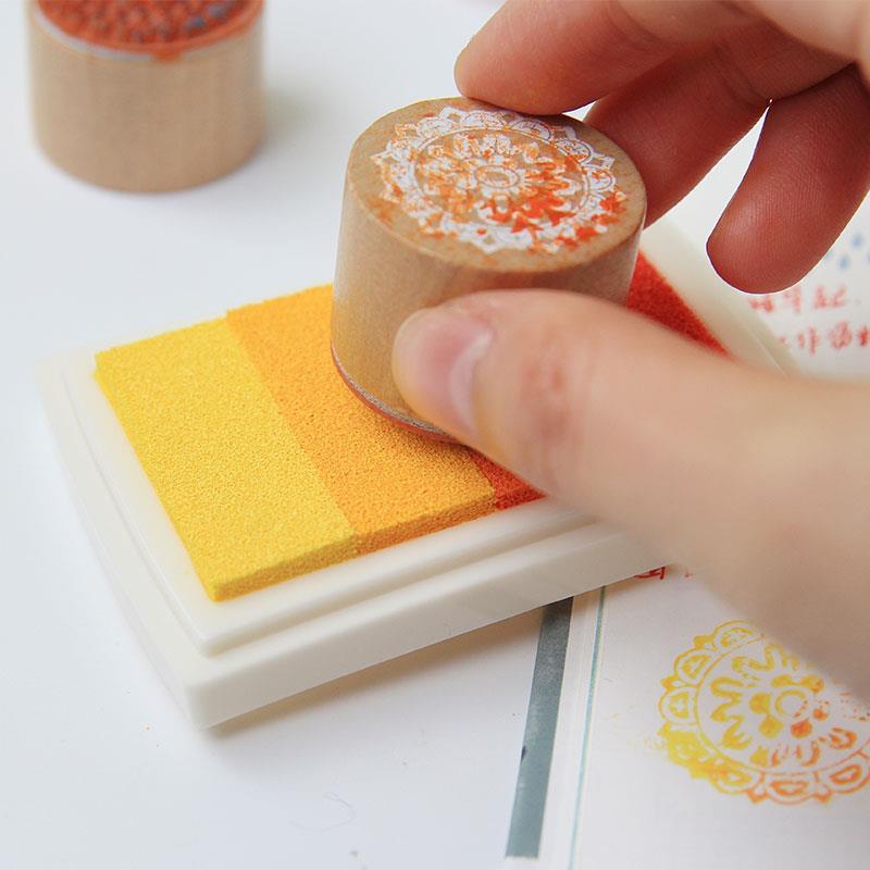 简约创意海绵4色渐变彩色印台多彩印泥 橡皮章印章伴侣 创意文具