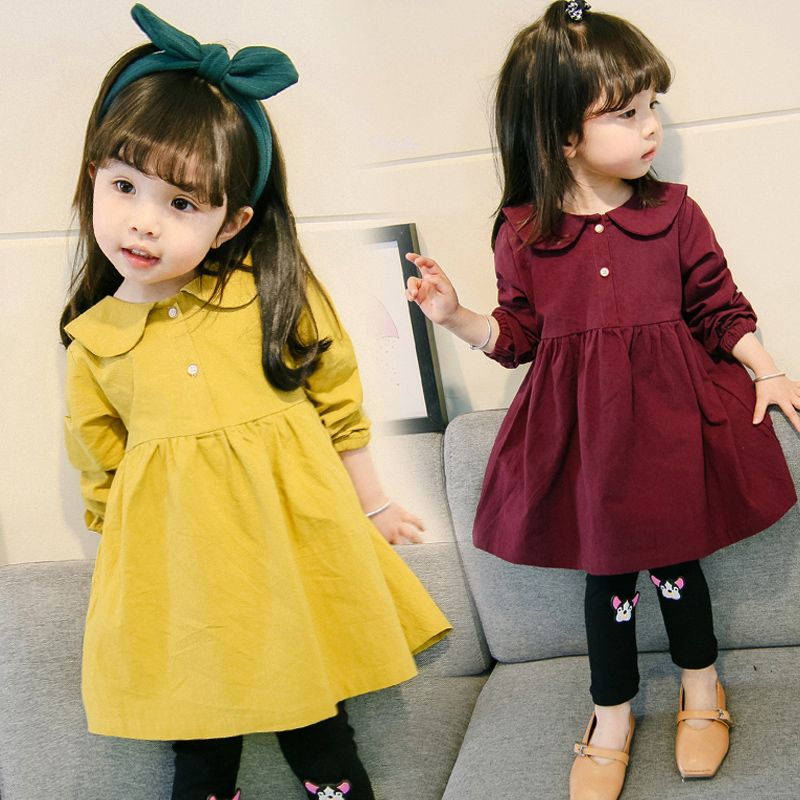 Girl's dress spring dress 2020 new Korean foreign style girl princess dress baby collar girl baby skirt long sleeve