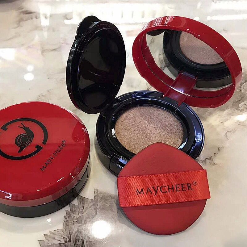 新抖音同款美茜儿气垫cc霜裸妆遮瑕提亮肤色持久保湿补水红蜗牛bb