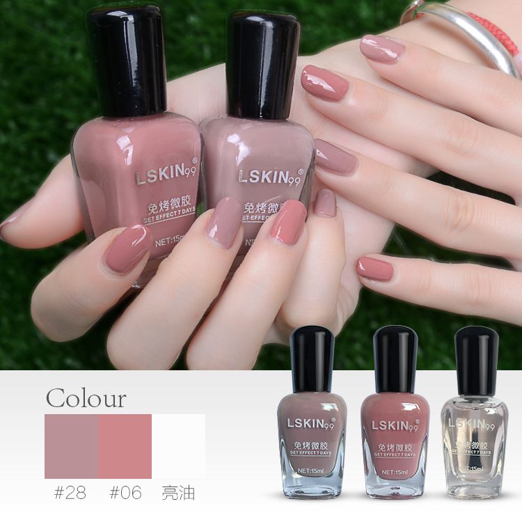 Three nail polish manicure combination, durable, waterproof, non-toxic, quick drying, baking free, and micro gum oil.