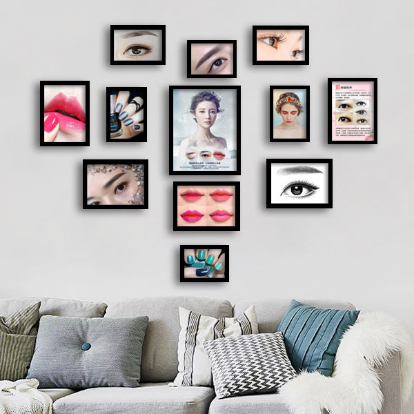 韩式半永久海报眉眼唇美妆背景装饰画相框创意组合照片墙明星壁画