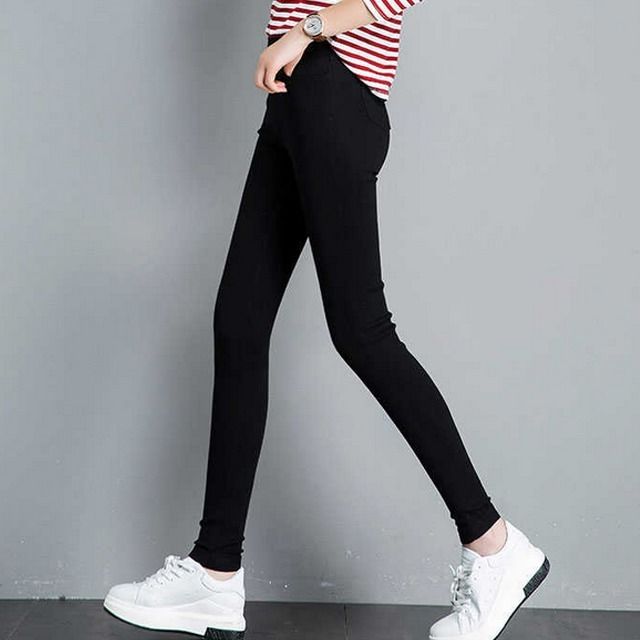 Wear tight spring and autumn Korean version black high waist slim fit Leggings pencil pants student pants elastic Leggings