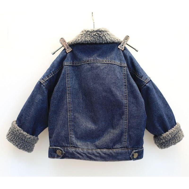 Qing Cang children's clothing Korean new coat autumn and winter boys and girls thickened denim cotton padded jacket and lambskin warm cotton jacket
