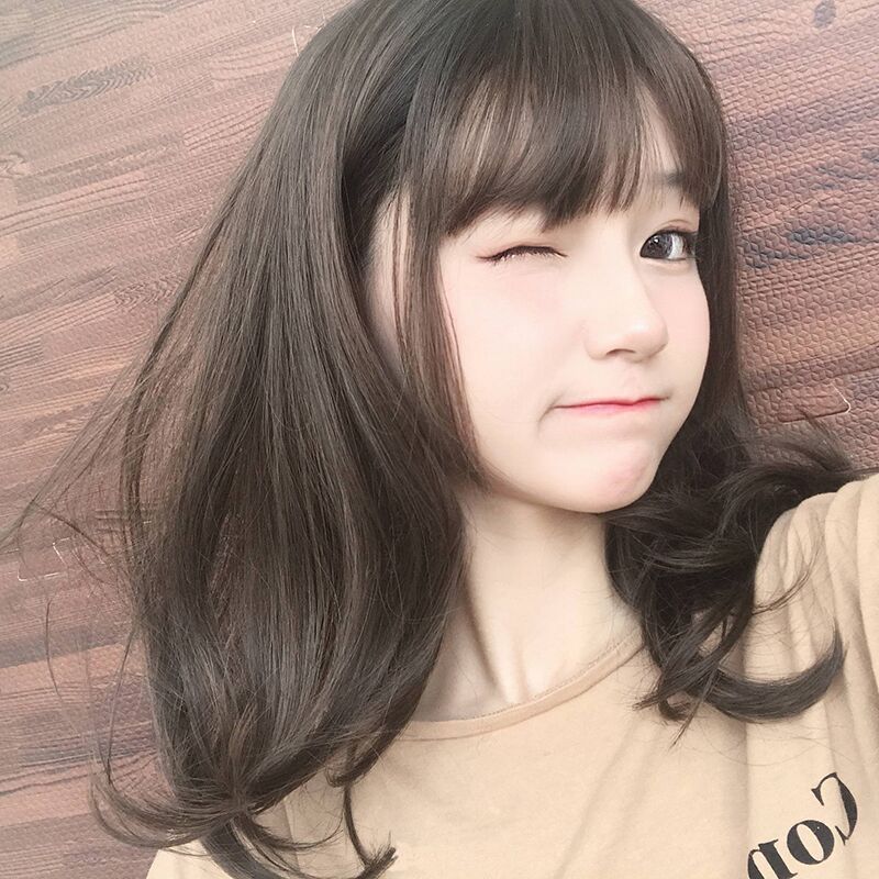 Wig Female Long Hair Air Thin Bangs Invisible Black Student