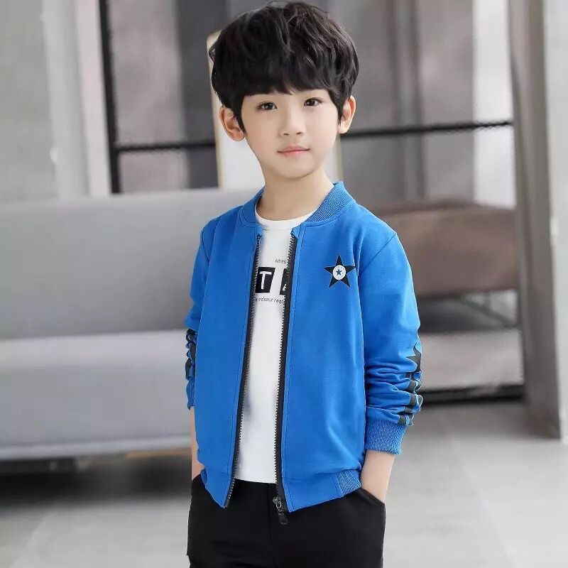 Boys spring autumn new long sleeve short coat children's student jacket zipper top baby Baseball Jacket cardigan