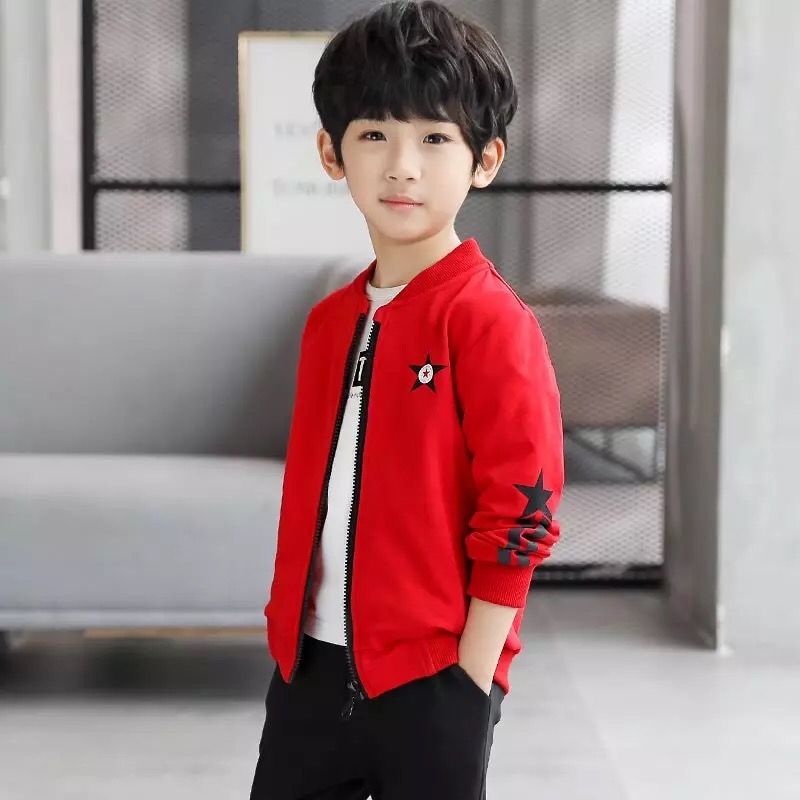 Boys spring autumn new long sleeve short coat children's student jacket zipper top baby Baseball Jacket cardigan