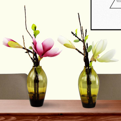 玻璃花瓶插花套装现代中式餐桌装饰花样板房卫生间洗手台小仿真花