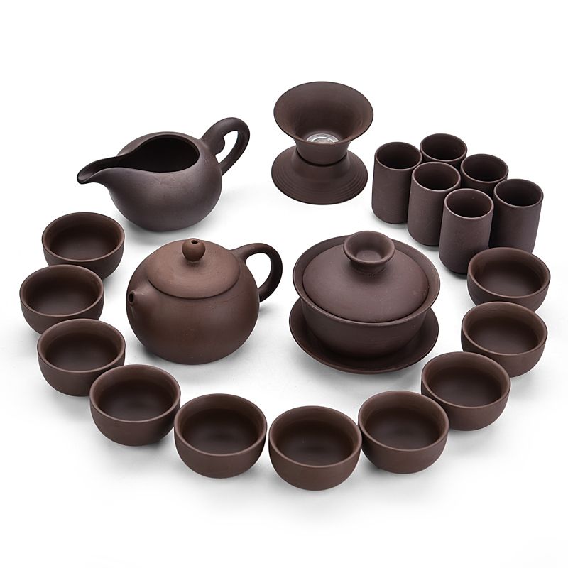 Purple sand Kung Fu tea set celadon suit Ge Yao complete set of Ru kiln ceramic cover bowl Teapot Tea Cup Set