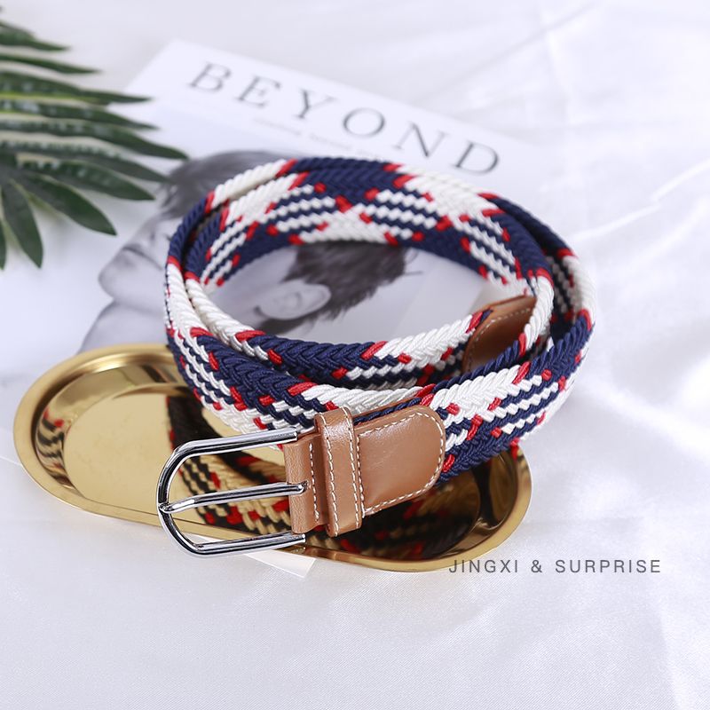 Korean version of all-match elastic knitted casual belt pin buckle belt decorative woven canvas student unisex belt