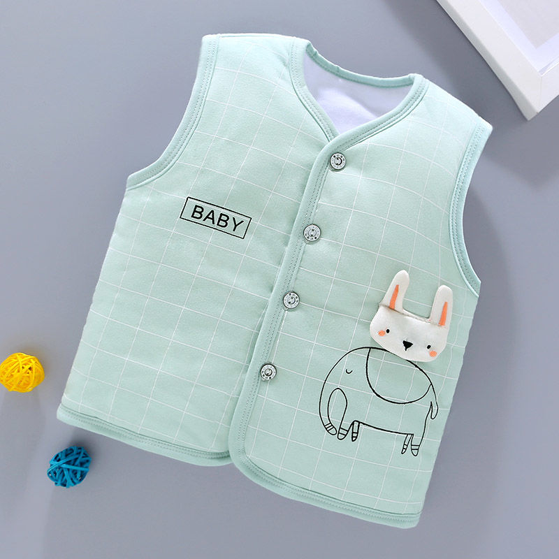 Autumn and winter baby vest spring and autumn 0-1-3 years old boys' warm children's shoulder jacket girls' Plush vest autumn and winter